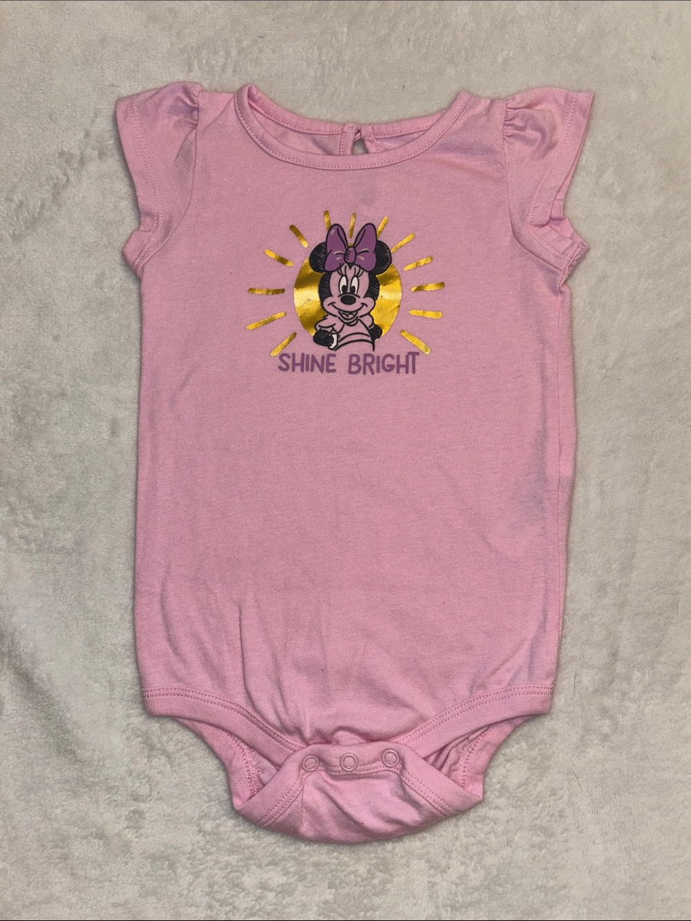 Disney Pink Minnie Mouse 'Shine Bright' One-Piece Bodysuit 6-12 month baby girl